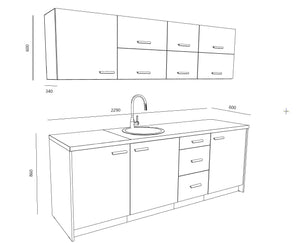 Biuro virtuvėlė Ergostock Graphite White Kitchenette