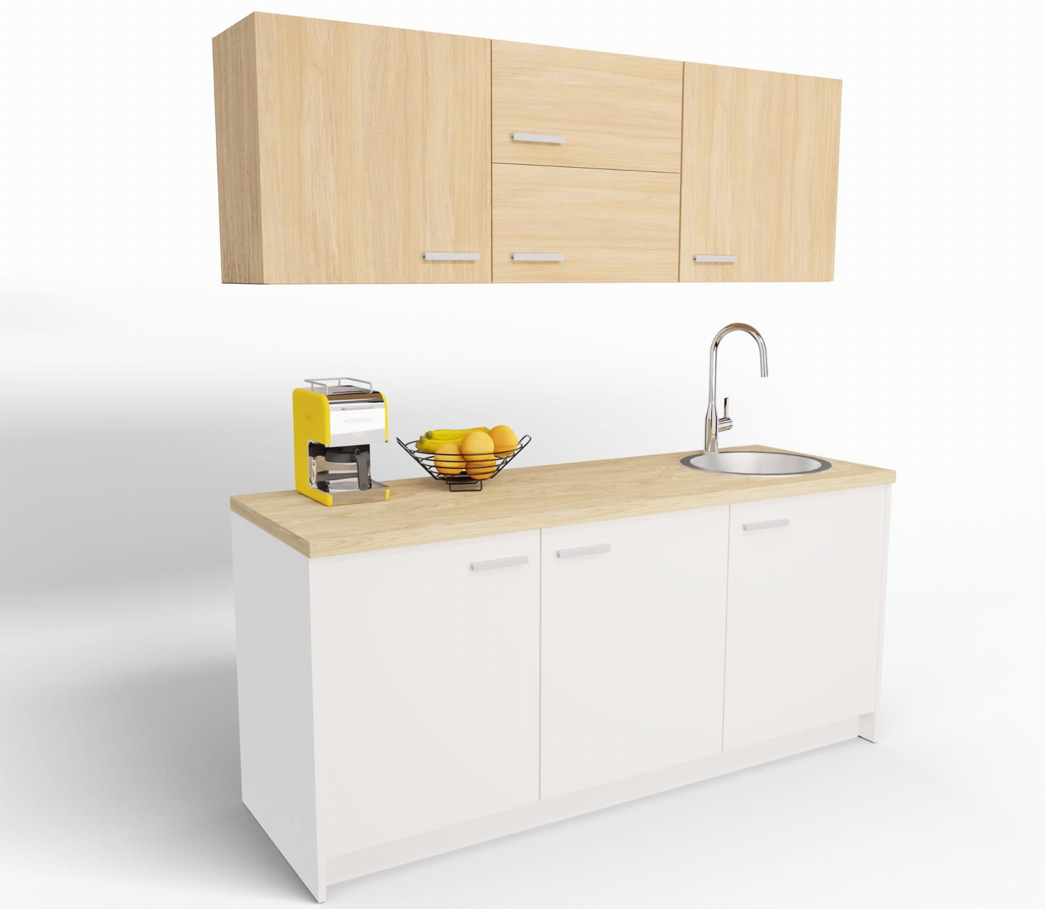 Biuro virtuvėlė Ergostock White Oak Kitchenette