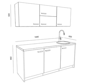 Biuro virtuvėlė Ergostock White Oak Kitchenette