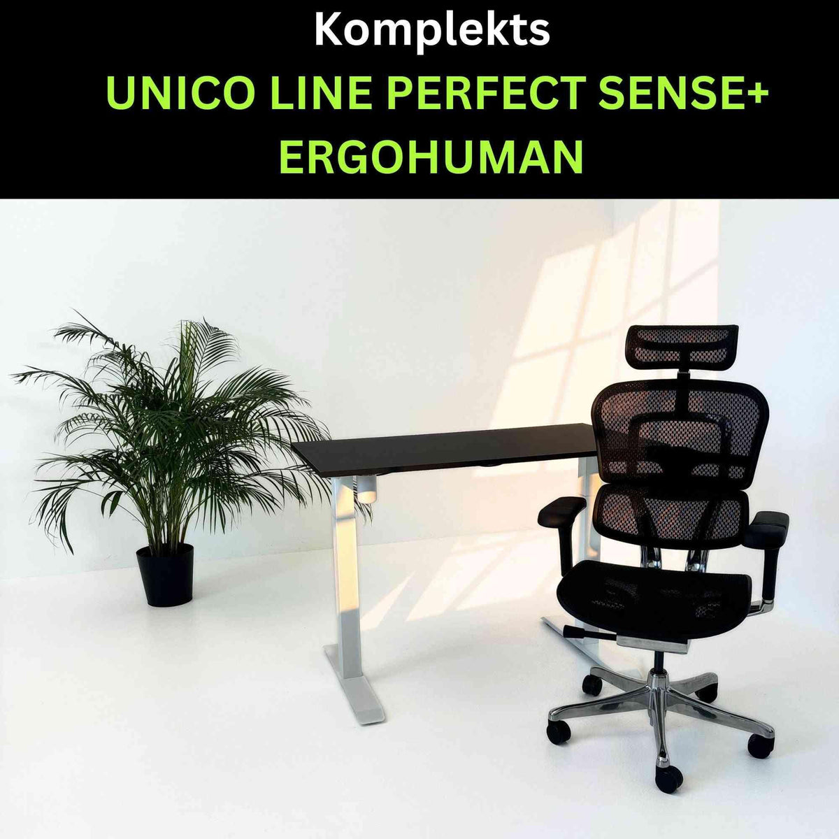 Darbo vietos komplektas UNICO PERFECT SENSE BLACK Ergohuman ELITE