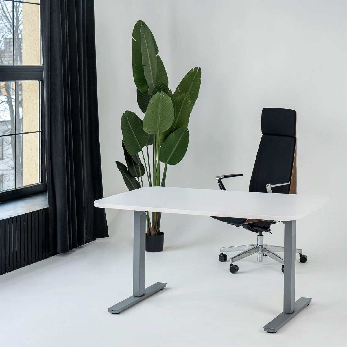Elektra reguliuojamo aukščio stalas Flexx Line – Balta / Sidabrinė / 120 x 80