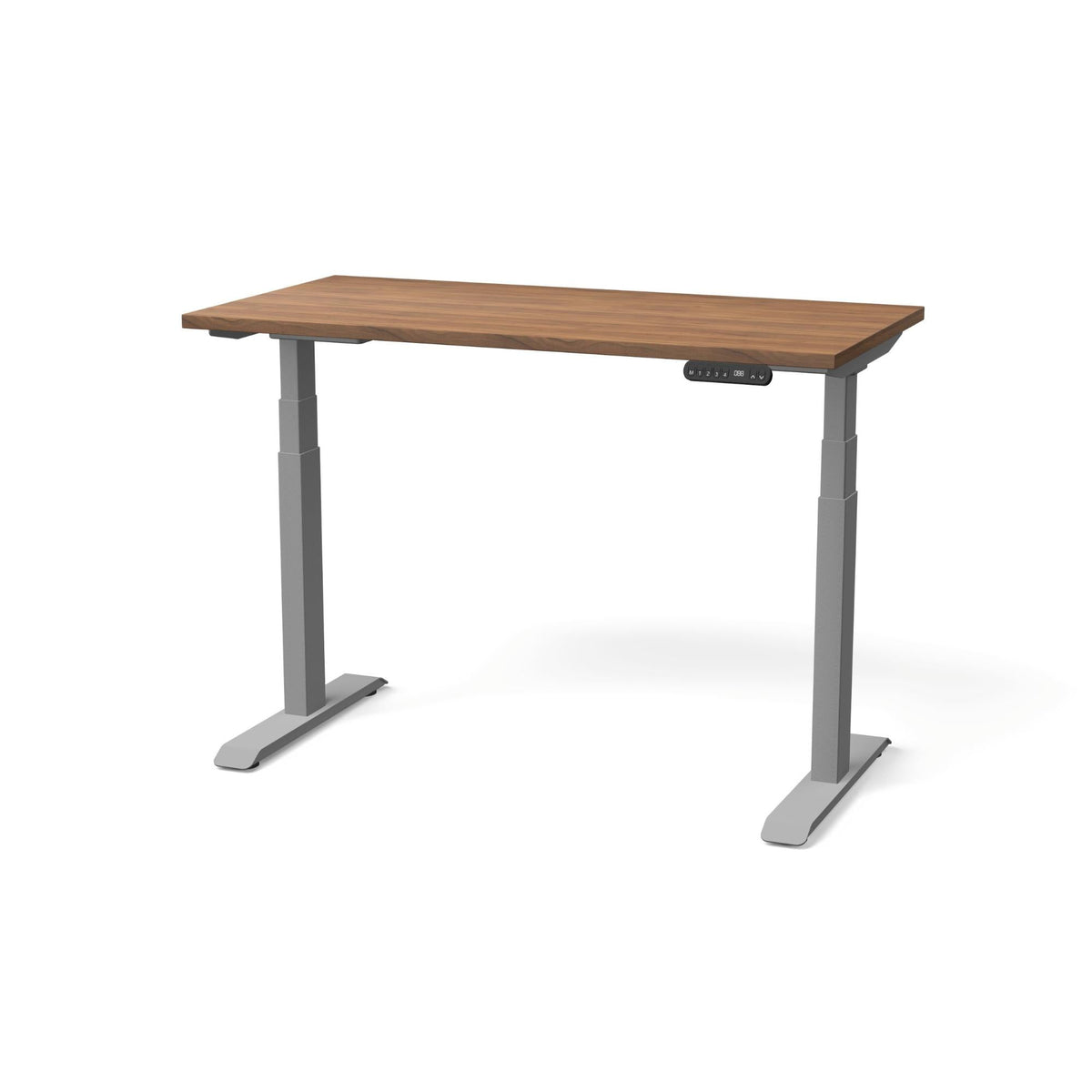 Elektra reguliuojamo aukščio stalas NUWO GEN2 – Riešutmedžio / Sidabro / 120 x 60