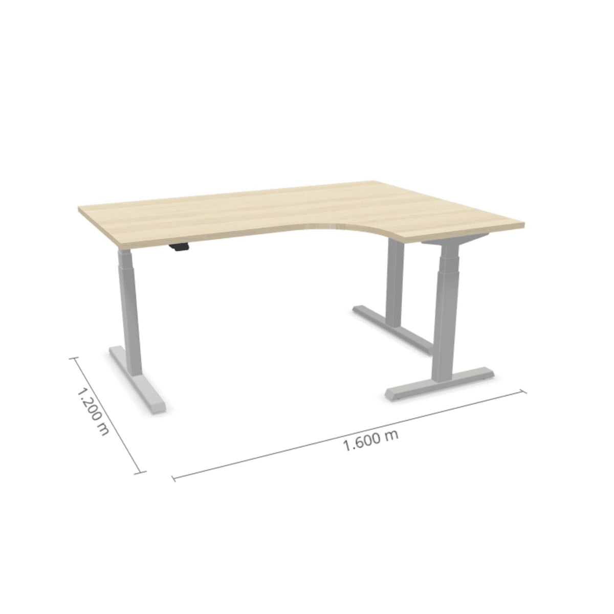 Elektrinis reguliuojamo aukščio L formos stalas Prestige Line 160 cm x 120 cm
