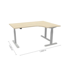 Elektrinis reguliuojamo aukščio L formos stalas Prestige Line 160 cm x 120 cm