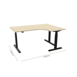 Elektrinis reguliuojamo aukščio L formos stalas Prestige Line 160 cm x 120 cm – Nabucco / Juoda / Dešinysis