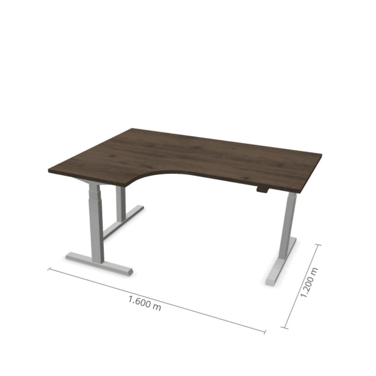 Elektrinis reguliuojamo aukščio L formos stalas Prestige Line 160 cm x 120 cm