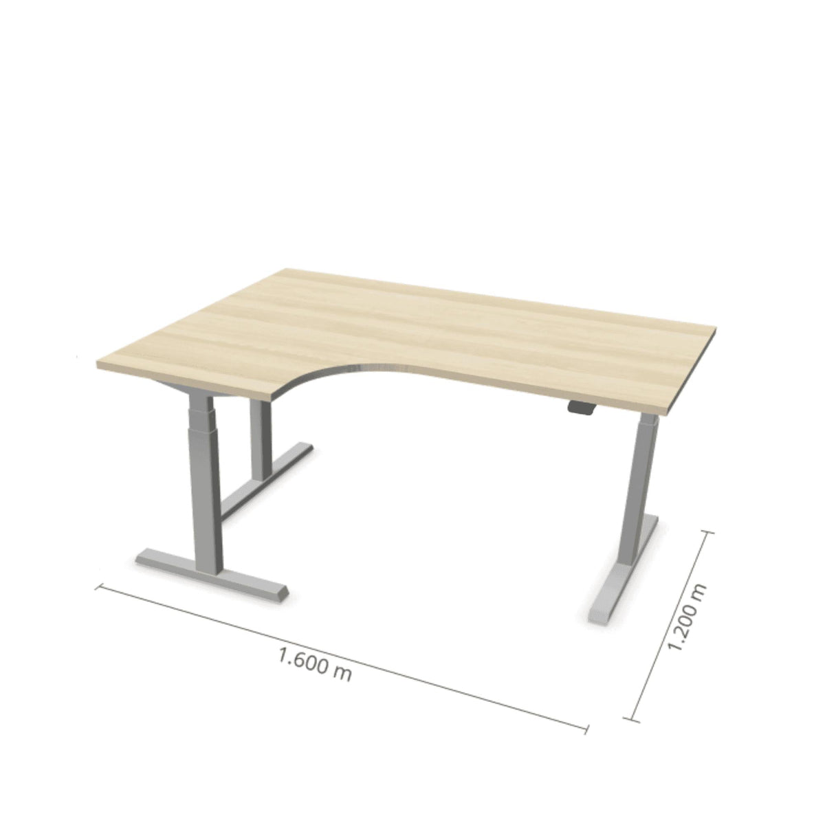 Elektrinis reguliuojamo aukščio L formos stalas Prestige Line 160 cm x 120 cm