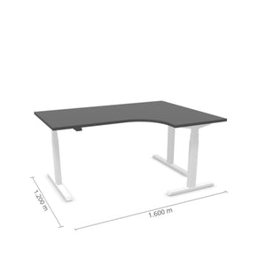 Elektrinis reguliuojamo aukščio L formos stalas Prestige Line 160 cm x 120 cm – Antracito / Balta / Dešinysis