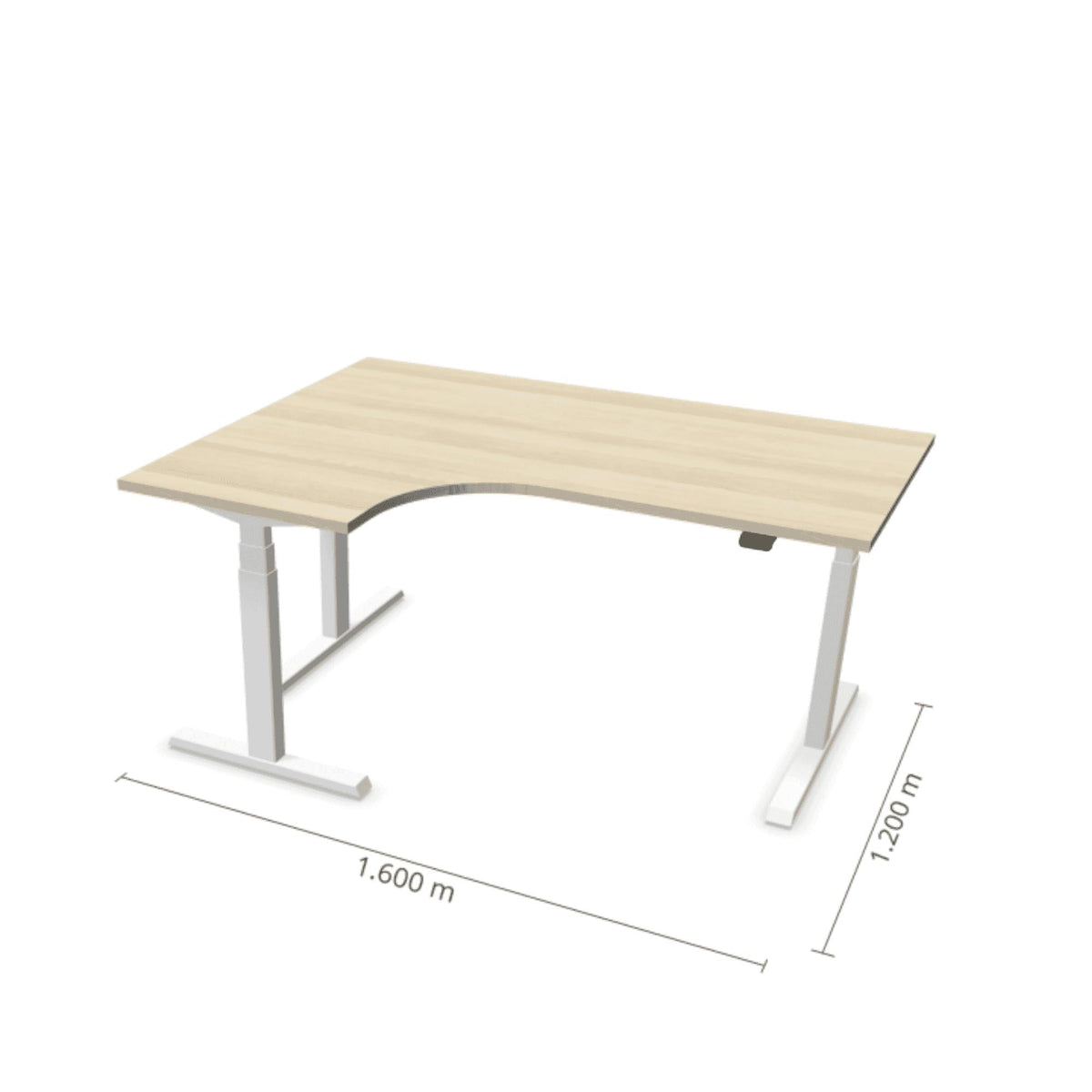 Elektrinis reguliuojamo aukščio L formos stalas Prestige Line 160 cm x 120 cm – Nabucco / Balta / Kairysis