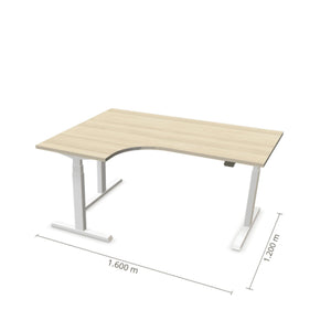 Elektrinis reguliuojamo aukščio L formos stalas Prestige Line 160 cm x 120 cm – Nabucco / Balta / Kairysis