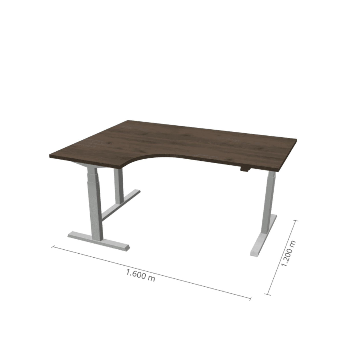 Elektrinis reguliuojamo aukščio L formos stalas Prestige Line 160 cm x 120 cm