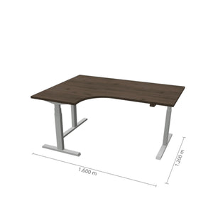 Elektrinis reguliuojamo aukščio L formos stalas Prestige Line 160 cm x 120 cm