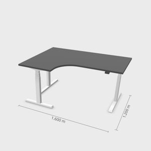 Elektrinis reguliuojamo aukščio L formos stalas Prestige Line 160 cm x 120 cm – Antracito / Balta / Kairysis