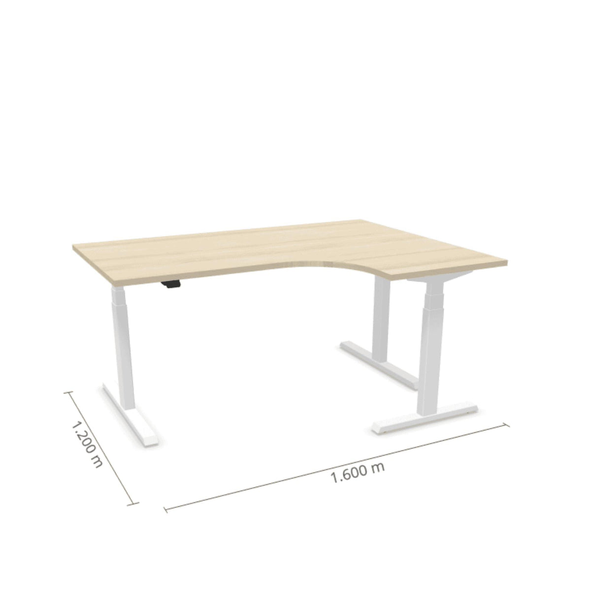 Elektrinis reguliuojamo aukščio L formos stalas Prestige Line 160 cm x 120 cm – Nabucco / Balta / Dešinysis