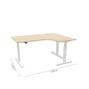 Elektrinis reguliuojamo aukščio L formos stalas Prestige Line 160 cm x 120 cm – Nabucco / Balta / Dešinysis