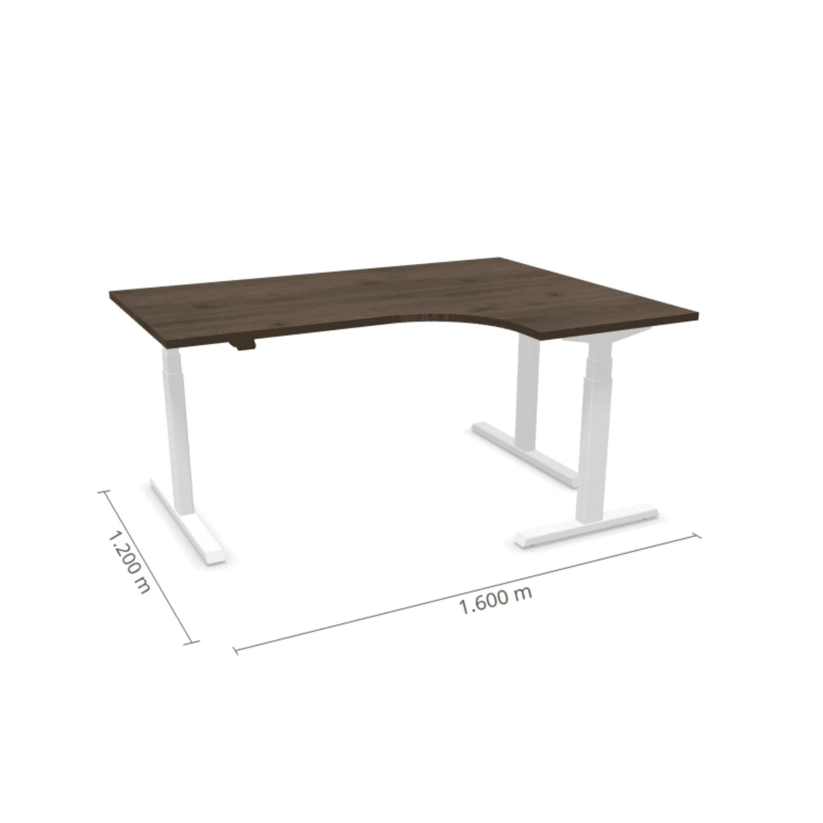 Elektrinis reguliuojamo aukščio L formos stalas Prestige Line 160 cm x 120 cm