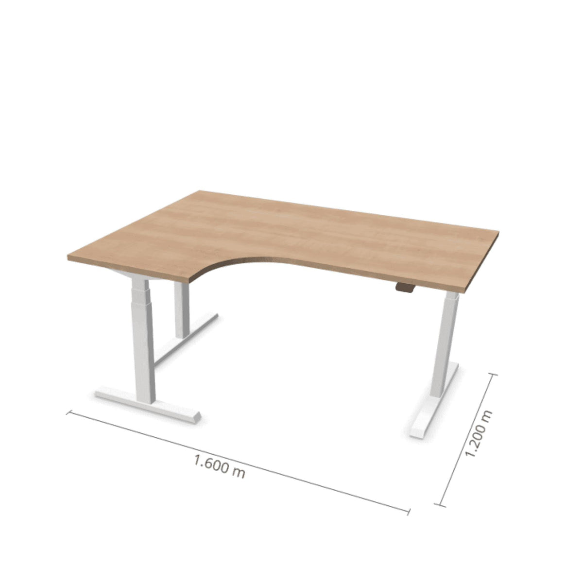 Elektra reguliuojamo aukščio stalas Prestige Line L formos 160 cm x 120 cm – American oak / Balta / Kairysis