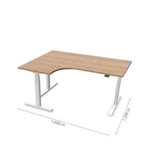 Elektra reguliuojamo aukščio stalas Prestige Line L formos 160 cm x 120 cm – American oak / Balta / Kairysis