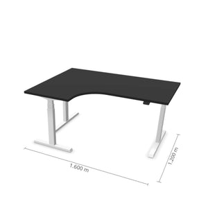 Elektra reguliuojamo aukščio stalas Prestige Line L formos 160 cm x 120 cm – Juoda / Balta / Kairysis