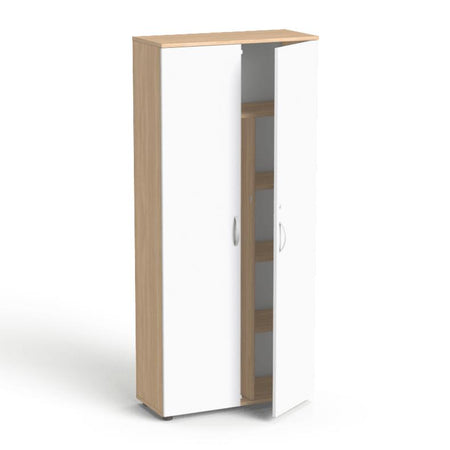 Garderobinė spinta Flexx su 5 lentynomis, 1800 x 800 x 355 mm – Gintarinio ąžuolo / Balta