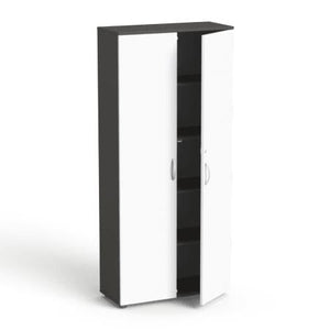 Garderobinė spinta Flexx su 5 lentynomis, 1800 x 800 x 355 mm – Grafito / Balta