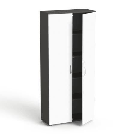 Garderobinė spinta Flexx su 5 lentynomis, 1800 x 800 x 355 mm – Grafito / Balta
