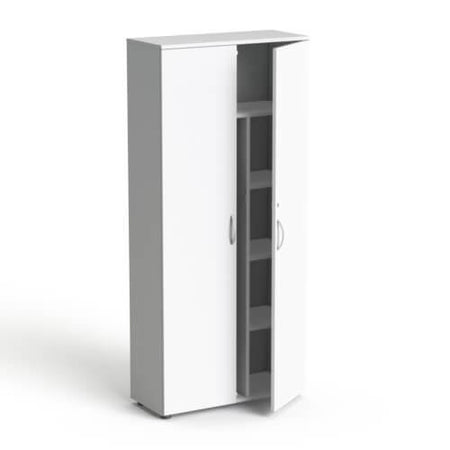 Garderobinė spinta Flexx su 5 lentynomis, 1800 x 800 x 355 mm – Balta / Balta