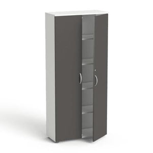 Garderobinė spinta Flexx su 5 lentynomis, 1800 x 800 x 355 mm – Balta / Grafito