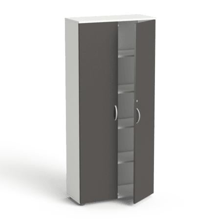 Garderobinė spinta Flexx su 5 lentynomis, 1800 x 800 x 355 mm – Balta / Grafito