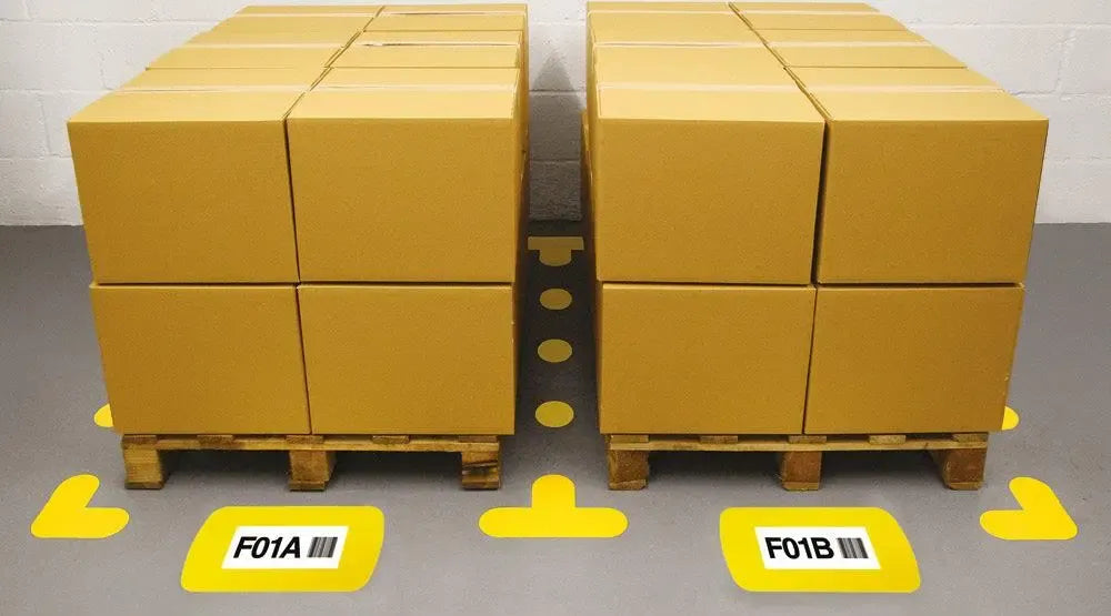 Pramoninės kokybės grindų ženklinimo elementai Frames4Floors DL, 10 vnt., geltoni