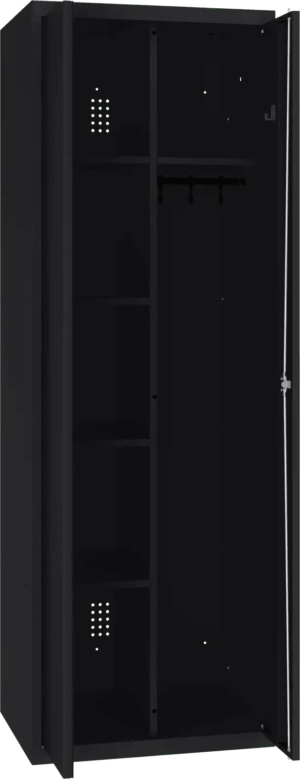 Inventoriaus spinta su kabykla 1800x600x500 mm – juoda / juoda
