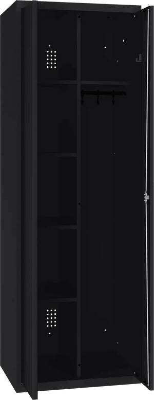 Inventoriaus spinta su kabykla 1800x600x500 mm – juoda / juoda