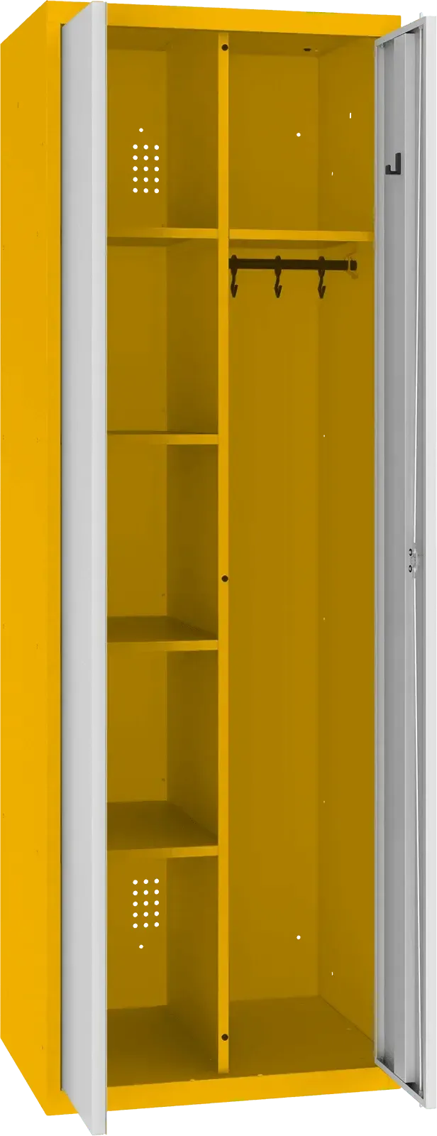 Inventoriaus spinta su kabykla 1800x600x500 mm – geltona / šviesiai pilka