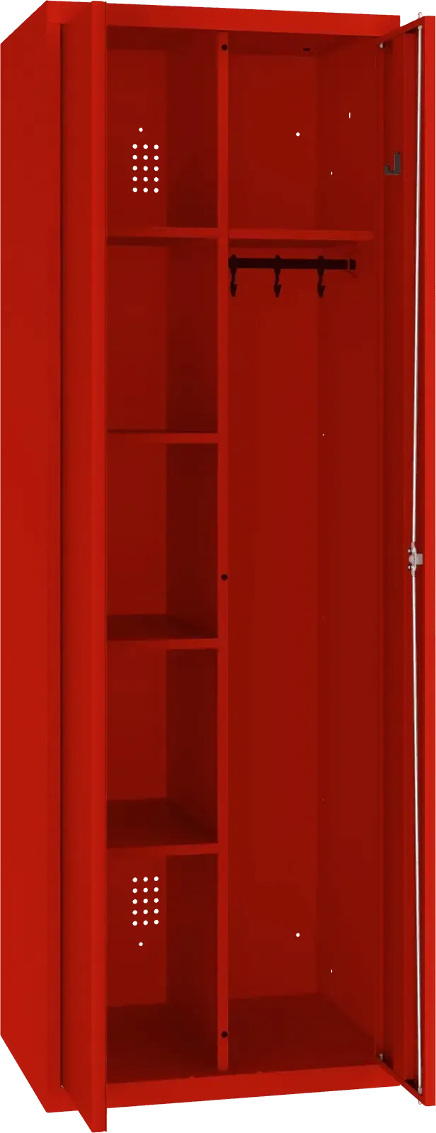 Inventoriaus spinta su kabykla 1800x600x500 mm – raudona / raudona