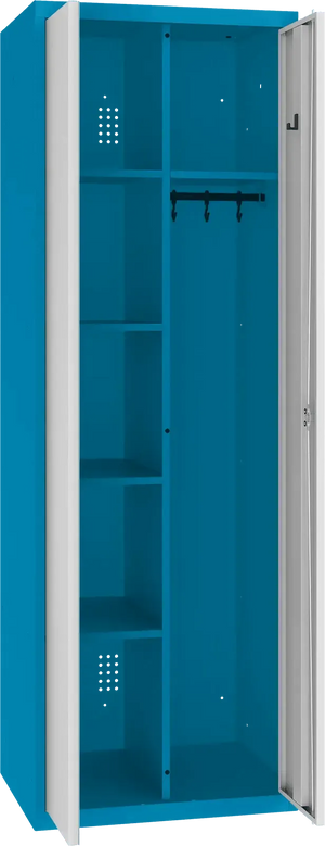 Inventoriaus spinta su kabykla 1800x600x500 mm – mėlyna / šviesiai pilka