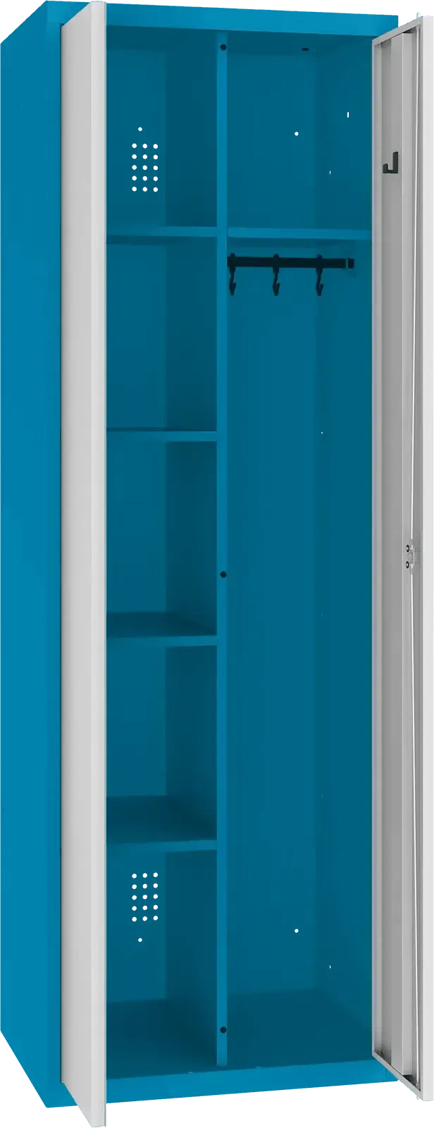 Inventoriaus spinta su kabykla 1800x600x500 mm – mėlyna / šviesiai pilka