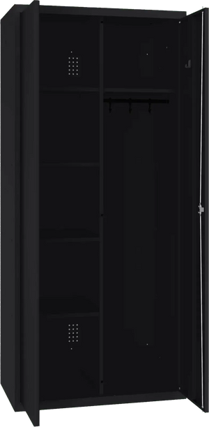 Inventoriaus spinta su kabykla 1800x800x500 mm – juoda / juoda
