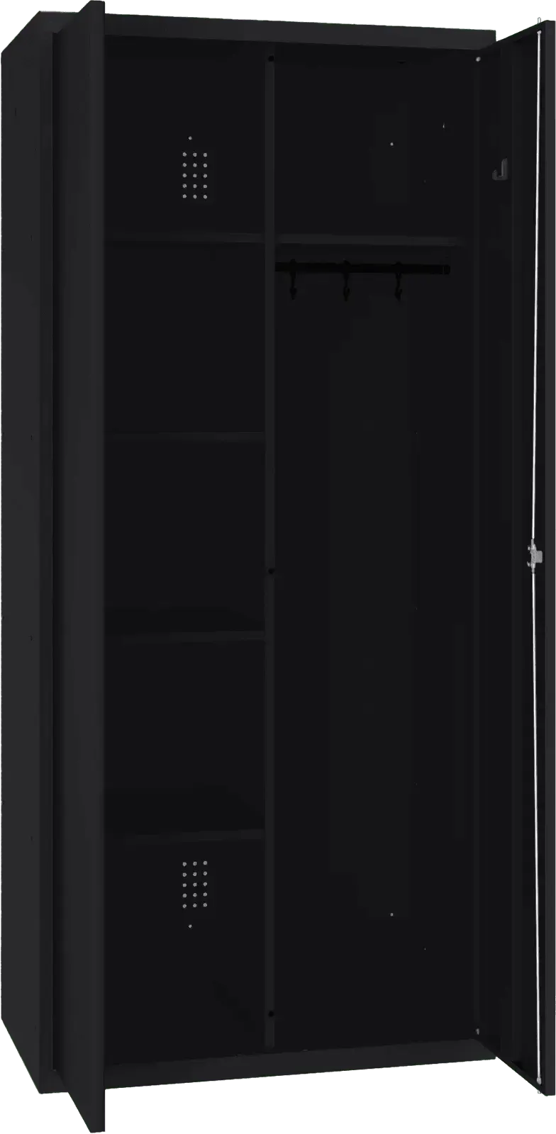 Inventoriaus spinta su kabykla 1800x800x500 mm – juoda / juoda