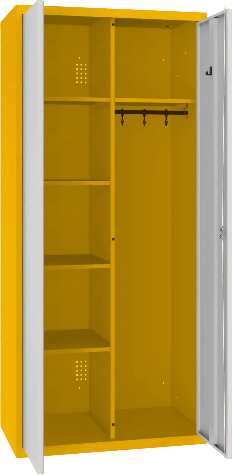 Inventoriaus spinta su kabykla 1800x800x500 mm – geltona / šviesiai pilka