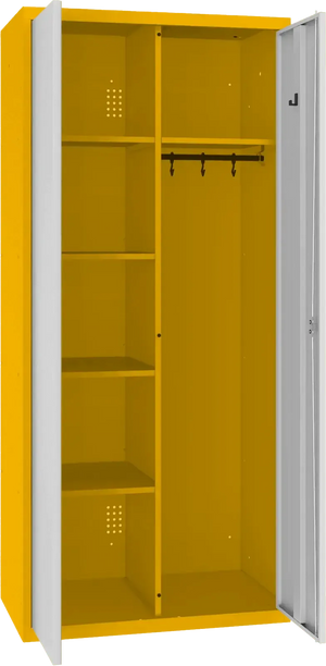 Inventoriaus spinta su kabykla 1800x800x500 mm – geltona / šviesiai pilka