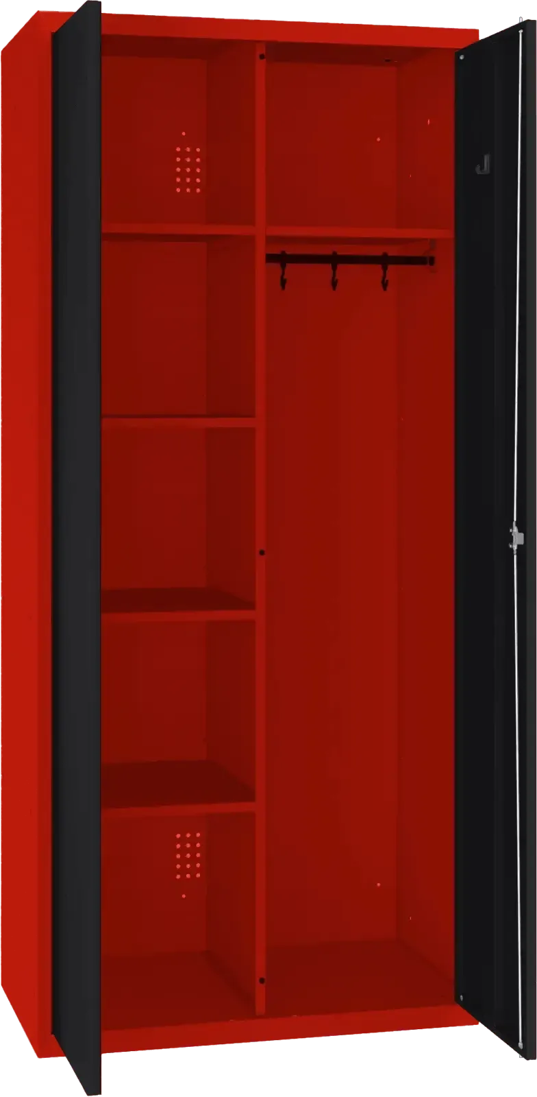 Inventoriaus spinta su kabykla 1800x800x500 mm – raudona / juoda