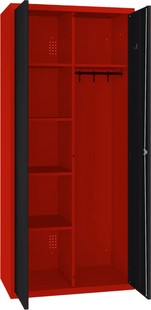 Inventoriaus spinta su kabykla 1800x800x500 mm – raudona / juoda