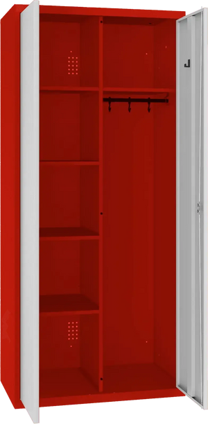 Inventoriaus spinta su kabykla 1800x800x500 mm – raudona / šviesiai pilka