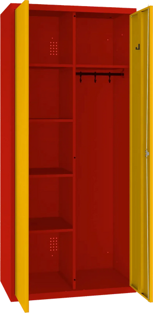 Inventoriaus spinta su kabykla 1800x800x500 mm – raudona / geltona