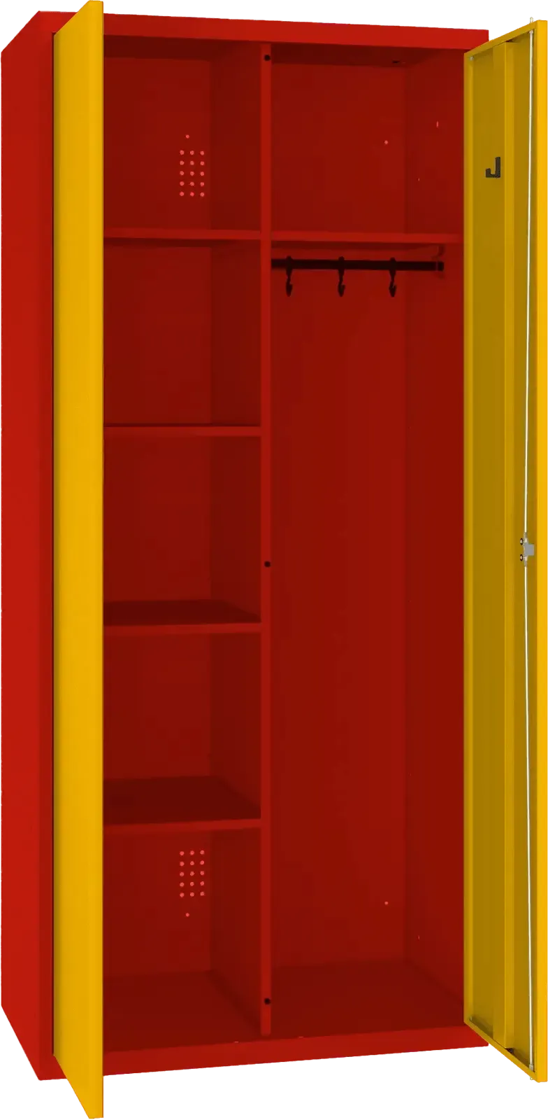 Inventoriaus spinta su kabykla 1800x800x500 mm – raudona / geltona