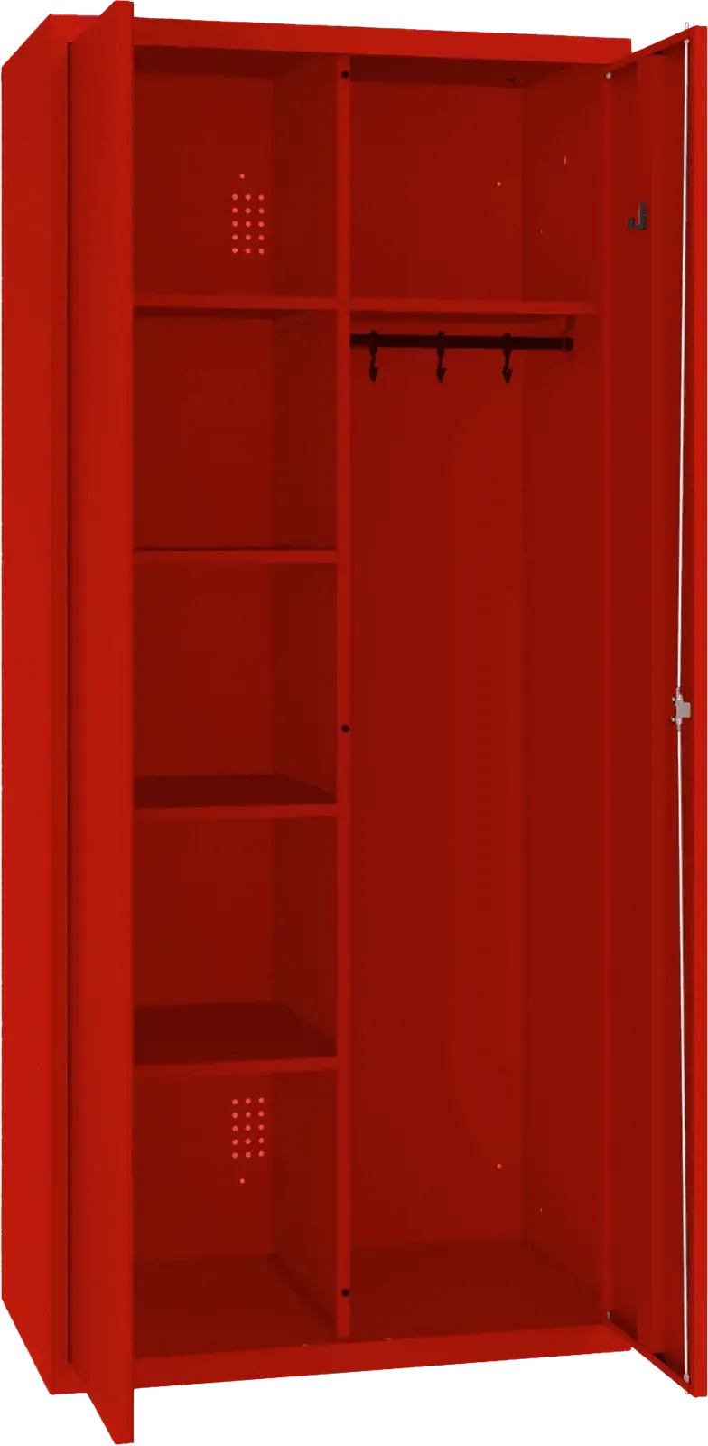 Inventoriaus spinta su kabykla 1800x800x500 mm – raudona / raudona