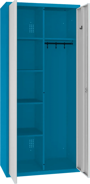 Inventoriaus spinta su kabykla 1800x800x500 mm – mėlyna / šviesiai pilka