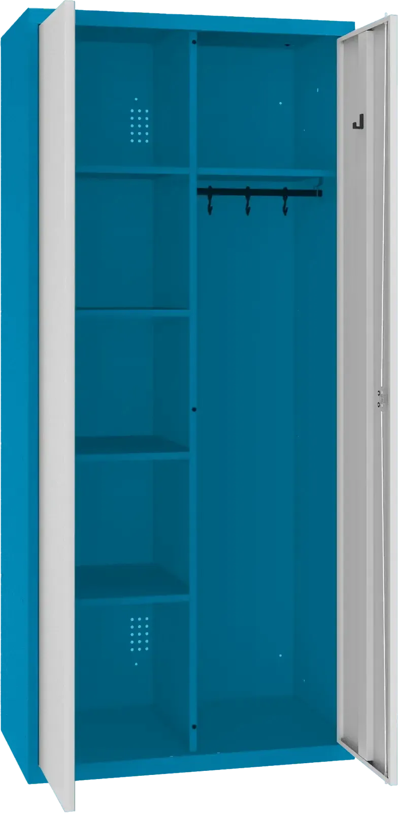 Inventoriaus spinta su kabykla 1800x800x500 mm – mėlyna / šviesiai pilka