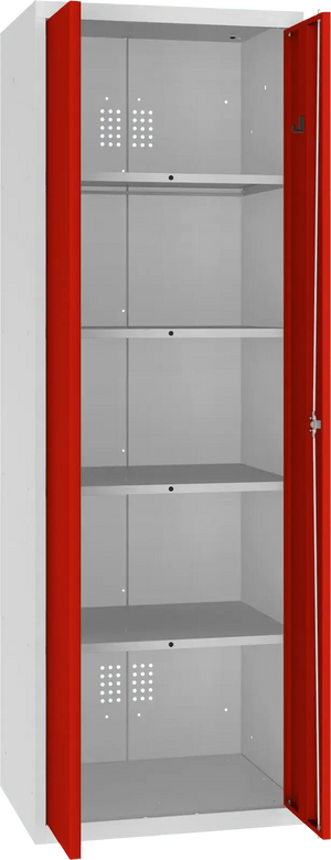 Inventoriaus spinta Classic 1800x600x500 mm – šviesiai pilka / raudona