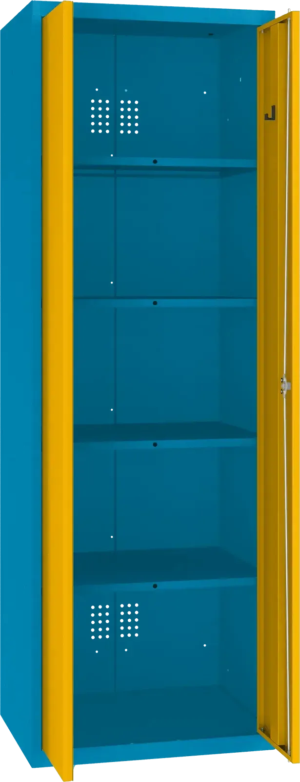 Inventoriaus spinta Classic 1800x600x500 mm – mėlyna / geltona